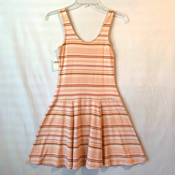 Frenchi Sleeveless Light Peach Striped Fit & Flare Dress Size Small - Picture 4 of 5